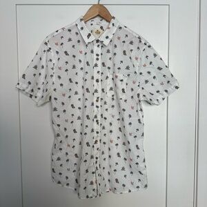 Marine Layer Shirt Mens M / L White Trippy Mushroom Print Short Sleeve Vacation